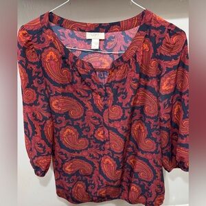 LOFT Paisley Print Top in Red and Orange
